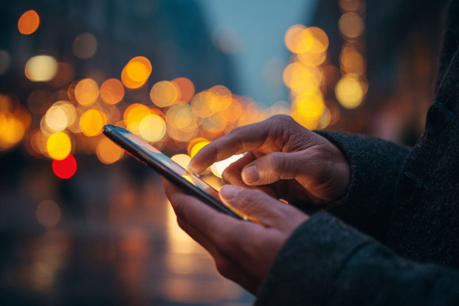 Zwei Hände bedienen ein Smartphone.