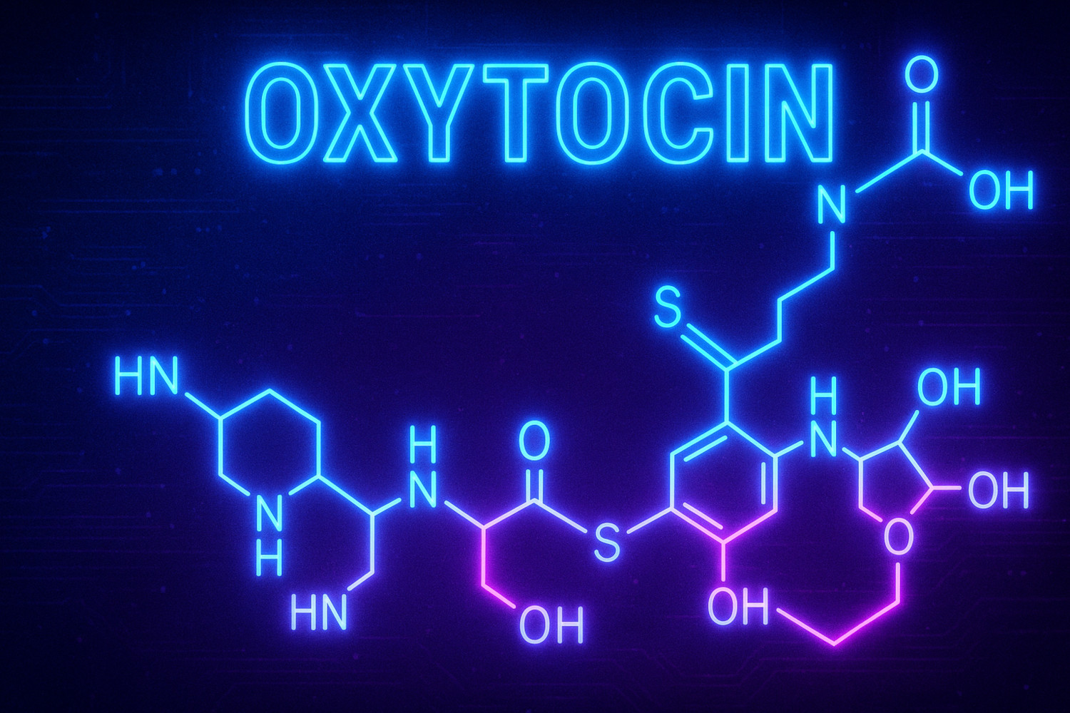 Ein neonfarbige Darstellung des Moleküls Oxytocin